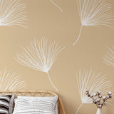 Wish Wallpaper by The Minty Line in a cozy bedroom, featuring modern botanical design as the focal point.
