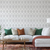 YEEHAWT (Light) Wallpaper by The MB Line in stylish living room, highlighted on feature wall with modern decor.
