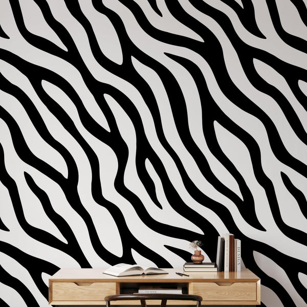 Dazzle - Black and White Zebra Print Wallpaper– WALL BLUSH